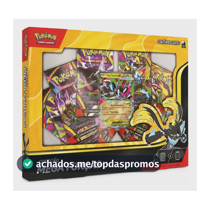 Box Pokémon Tcg Mega Forças - Mega Zeraora Ex 8 Boosters Copag Português