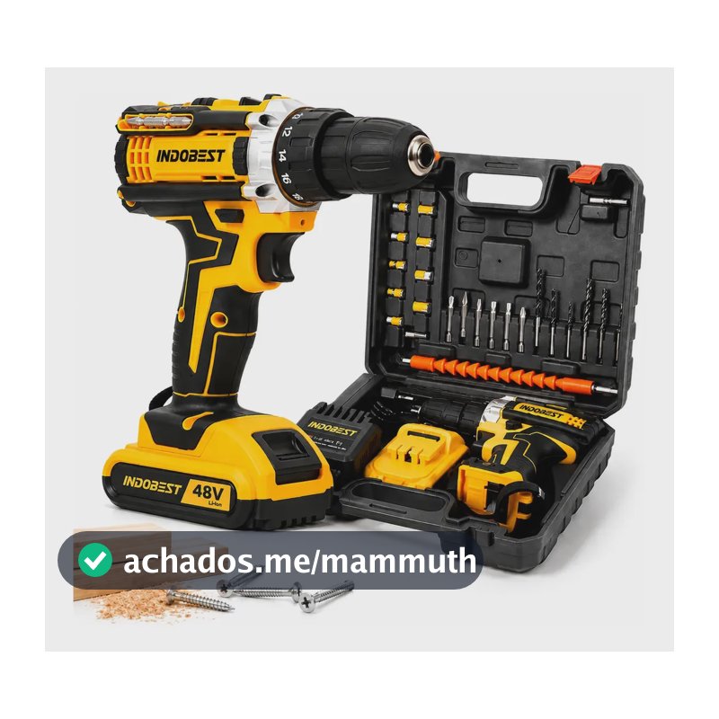 Parafusadeira Furadeira Sem Fio 2 Baterias 340w 1550 Rpm Cor Amarelo
