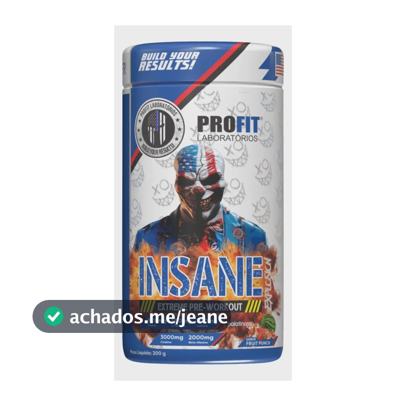 Pré Treino Insane Explosion ProFit Laboratórios Ponche de Frutas 200g