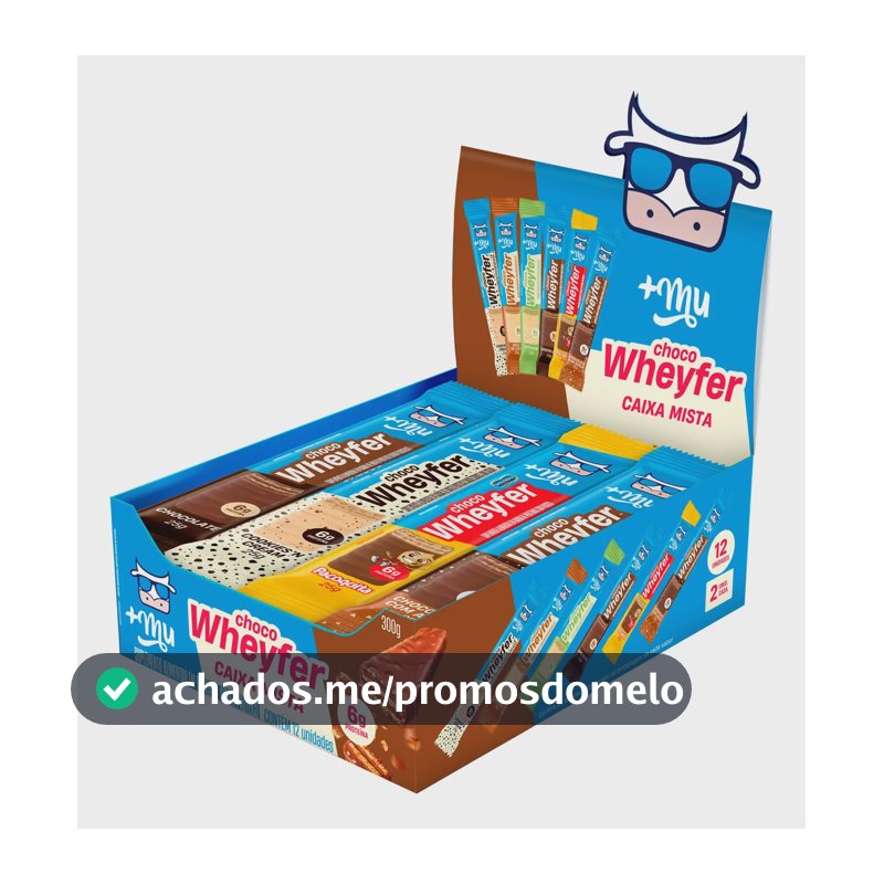 Whey protein +Mu Chocowheyfer em barra de cereais sabor Mix x 300g 12 un