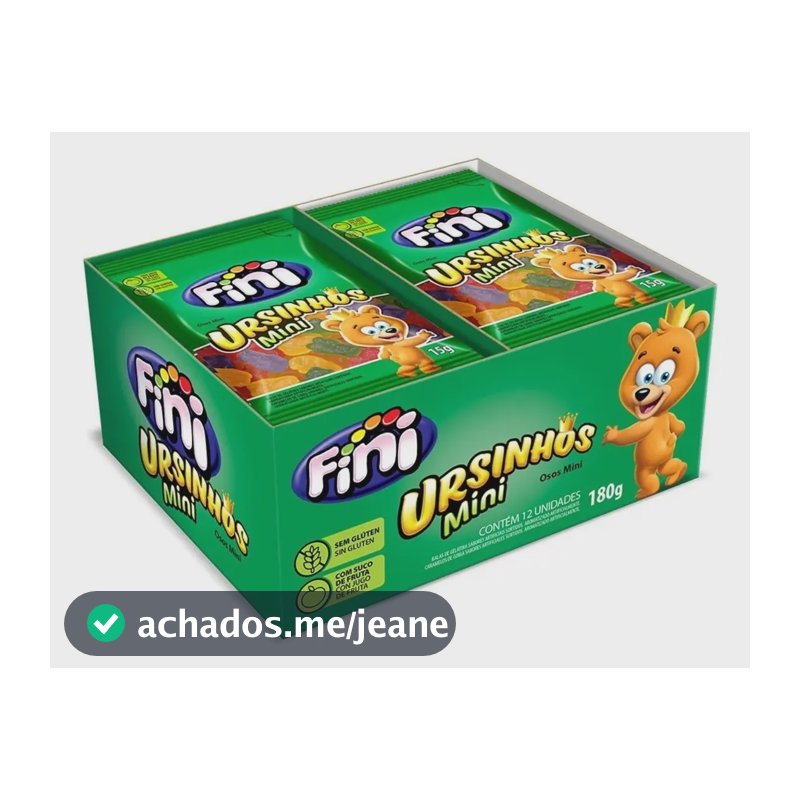 Fini Mini Ursinhos Display Caixinha com 12 Unidades de 15g Para Lembrancinhas - Balas de Gelatina Coloridas