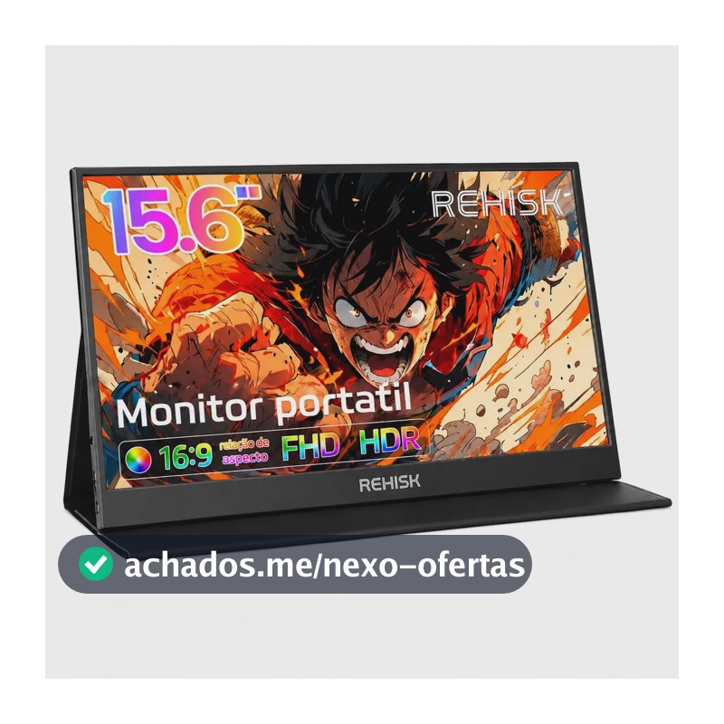 Monitor Portátil 15.6" Full HD IPS 1080p HDR USB-C HDMI Tela Externa para Notebook PC MacBook PS5 Xbox Segunda Tela com Alto Falante