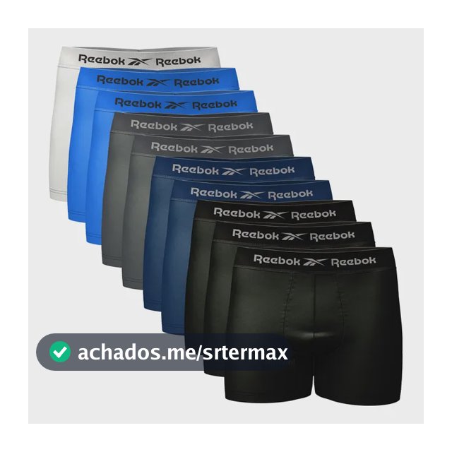 Kit 10 Cuecas Boxer Reebok Sem Costura Microfibra
