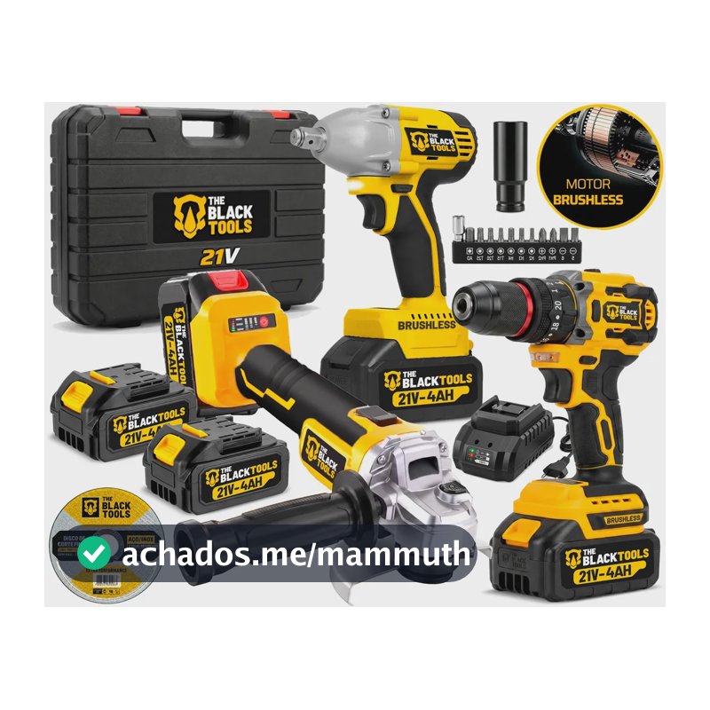 Kit Multi Ferramentas A Bateria 3 Em 1 Parafusadeira Esmerilhadeira Chave De Impacto Com Maleta Tbkit04 The Black Tools