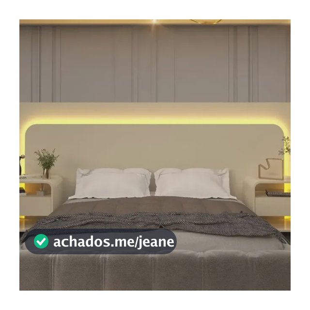 Cabeceira Box Casal Com 2 Mesas De Cabeceira Com Led Wt Off White