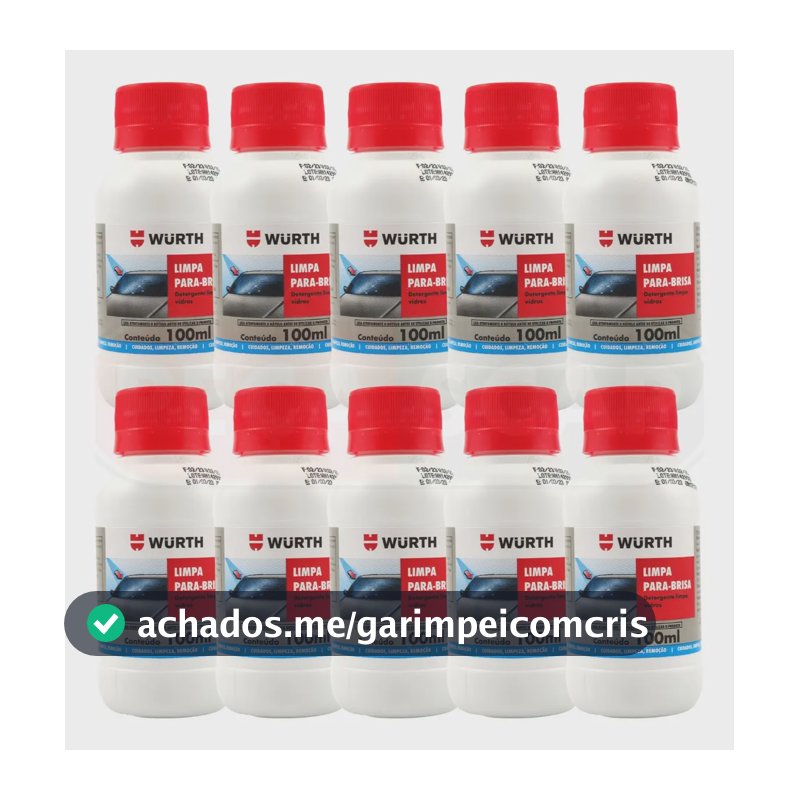 Kit 10 Limpa Para-brisa 100ml Fluido Concentrado Limpeza de Vidros Wurth