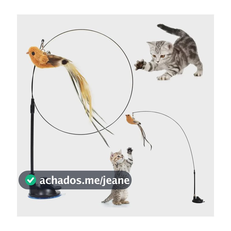 Brinquedo Interativo Gato Varinha Ventosa Fixa Chao Parede Marrom