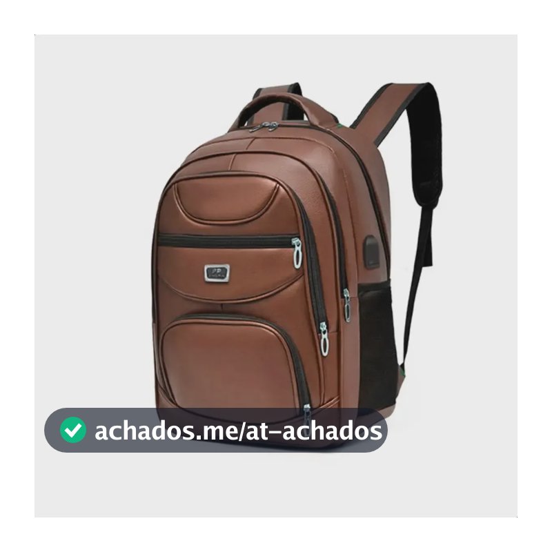 Mochila Couro Marrom Masculina Impermeável Notebook Usb Reforçada Com 7 Bolsos Executiva Para Trabalho Viagem Faculdade Modelo Premium Social