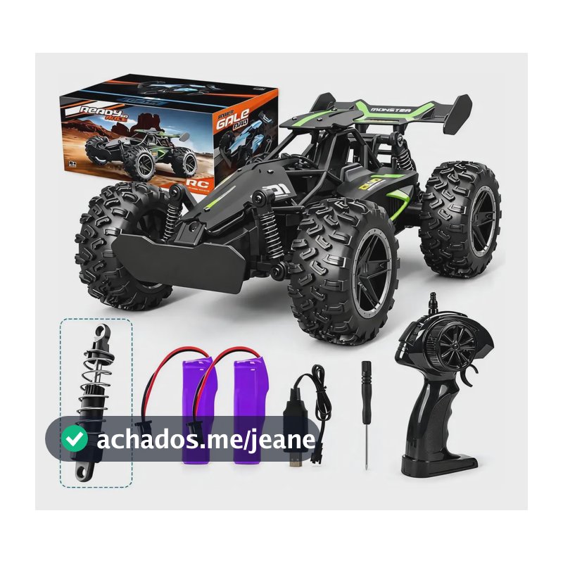 Carrinho Controle Remoto Recarregável Grande Off Road Cross Preto