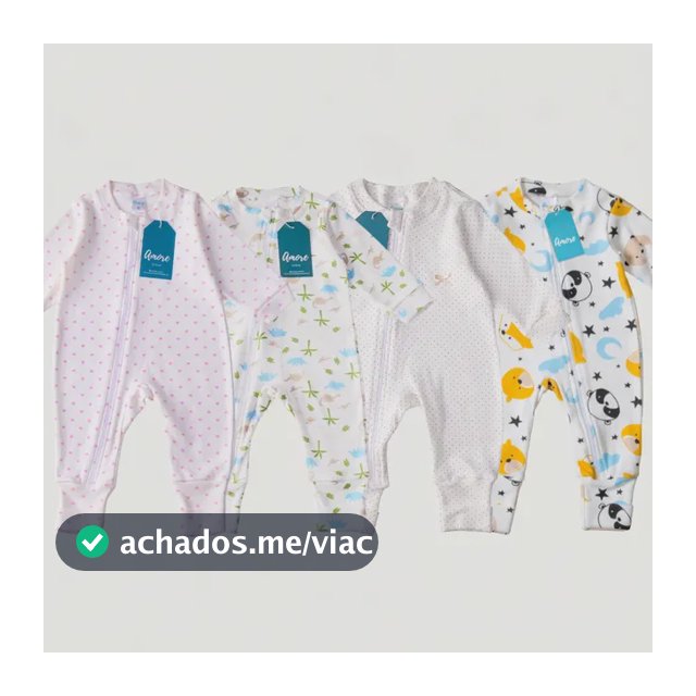 Kit 3 Macacão Infantil Vira Pé Bebê Estampado Menino Menina