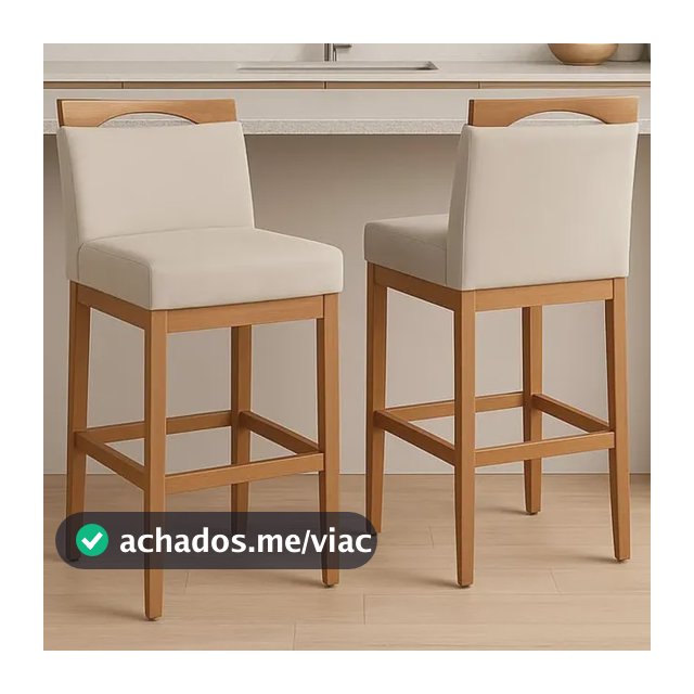 2 Banqueta Alta Para Balcão Com Encosto Madeira Estofada