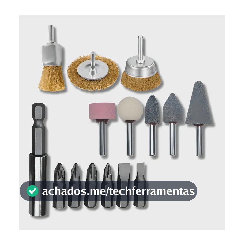 Jogo Escova Aço 3pçs+jogo Ponta Montada 5pçs+jogo Bits 7pçs
