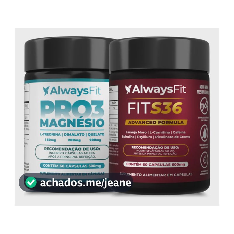 Kit Metabolismo AlwaysFit | Pro3Magnesio + FitS36 | 2 Suplementos