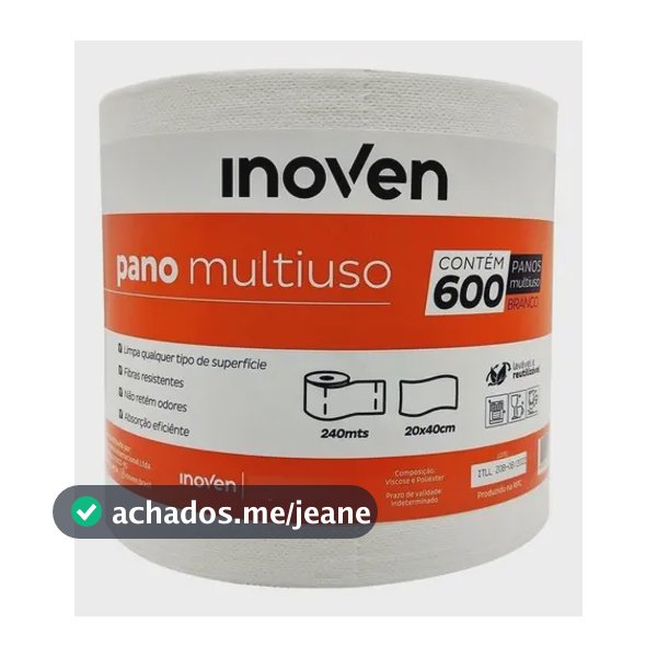 Pano Multiuso Microfibra Rolo 240m Branco 600 Panos