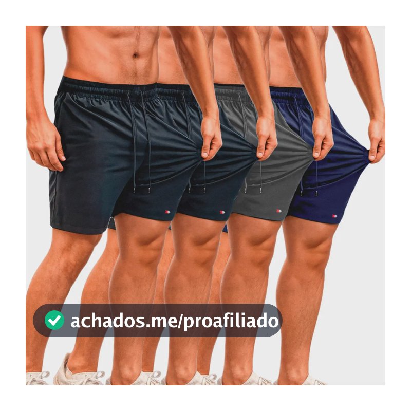 Kit 4 Bermuda Shorts Tactel Sandrini Elastano Academia Praia Sortidos Liso Gg