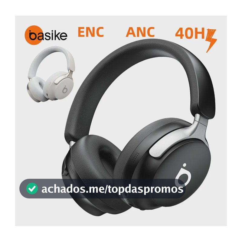 Headset Bluetooth Gamer 5.4 Com Anc Enc 40h Bateria Basike Fone Headphone Bluetooth Com Microfone Hi-fi Estéreo preto
