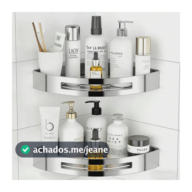Kit 2 Banheiro Suporte Porta Shampoo Sabonete 304 Inox Prata Prateado
