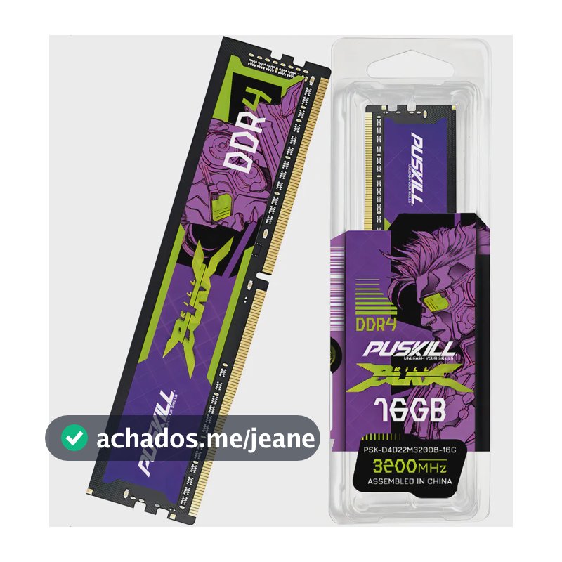 Memória Ram Desktop Gamer PUSKILL Killblade 16gb Ddr4 3200mhz Cl22 Pc4-25600 Dimm