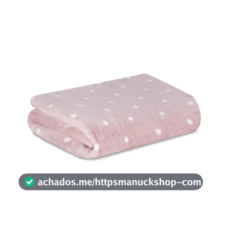 Manta Casal Bolinhas Poá Microfibra Soft Rose