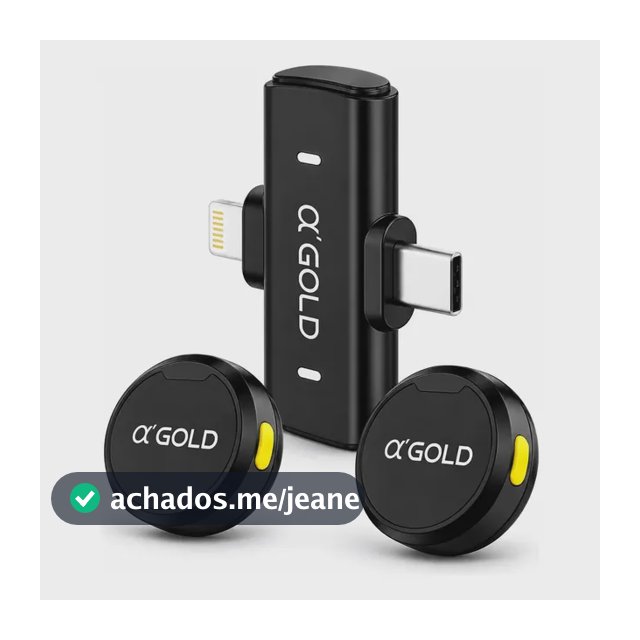 Microfone Lapela A'Gold MCF-38D Sem Fio para iPhone e Android com 2 Microfones