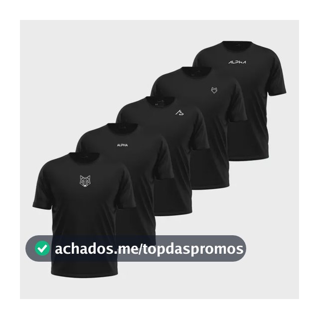 Kit 5 Camisetas Dry All Black Alpha