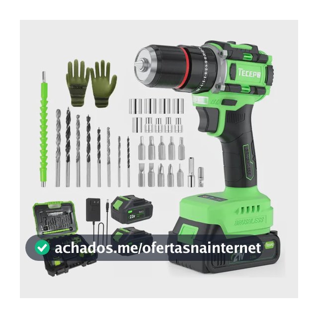 Furadeira Parafusadeira Brushless Com 2 Baterias 2 Ah Tecepo Verde-limão 60hz