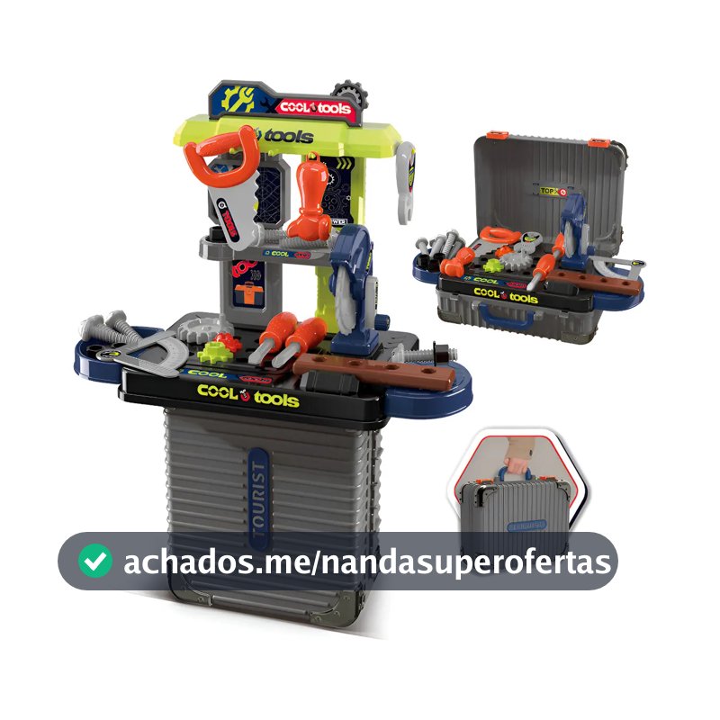 Bancada de Ferramentas Infantil 3 em 1 Maleta 31 Peças Maxi Toys
