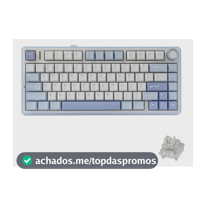 Teclado Aula F75 Sem Fio Mecânico Tri Mode Hot Swap Cor de teclado Azul Sal Marinho Idioma Inglês US