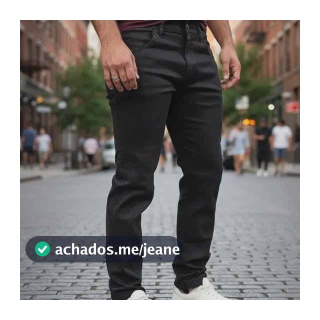 Calça Masculina Jeans Tradicional Reta Elastano Premium Preto Reto 46