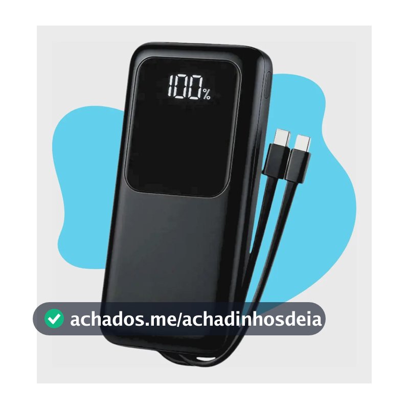 Carregador Portátil 20000 Turbo 22.5w Power Bank Premium Universal Rápido Voo Transporte Aéreo Para Samsung iPhone Xiaomi Motorola Celular Smartwatch Tablet Casenn Preto