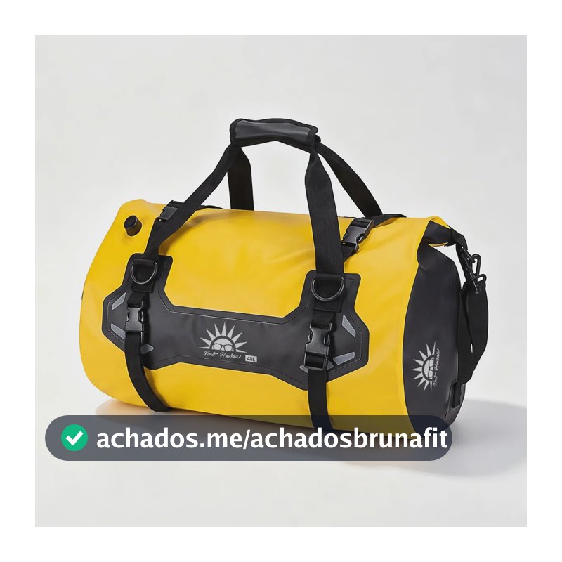 New Hawaii Bolsa Alforje Baú Lateral 48L Para Moto Impermeável Universal 3 em 1: Bolsa de Mão, Mochila e Transversal Amarelo