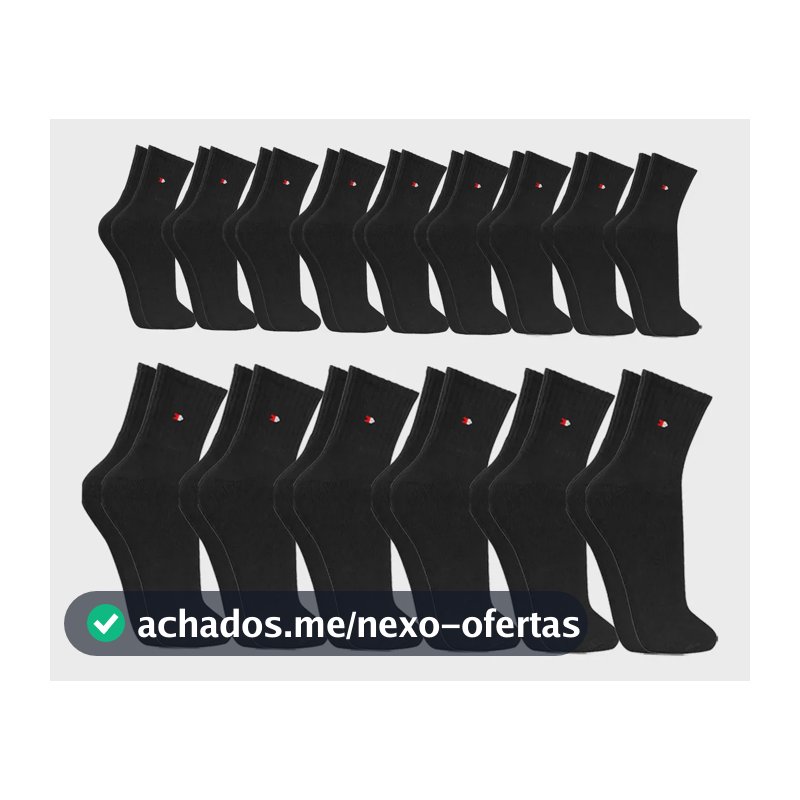 Kit 15 Pares Meias Sport Algodão Cano Médio Sandrini Confort Preto 39-43