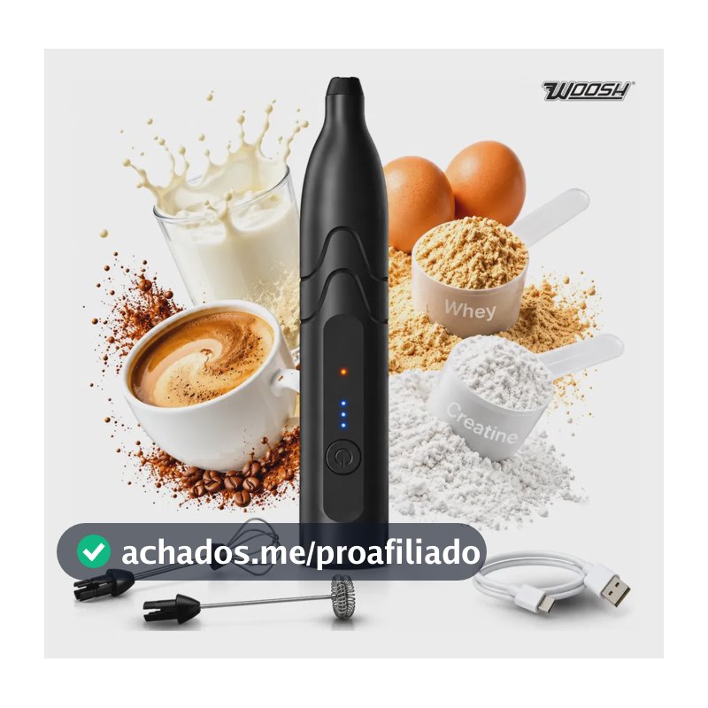 Mixer Elétrico Portátil 2 em 1 Recarregável Potente Misturador de Bebidas e Ovos 3 Velocidades Usb Batedor e Fue Fouet Woosh