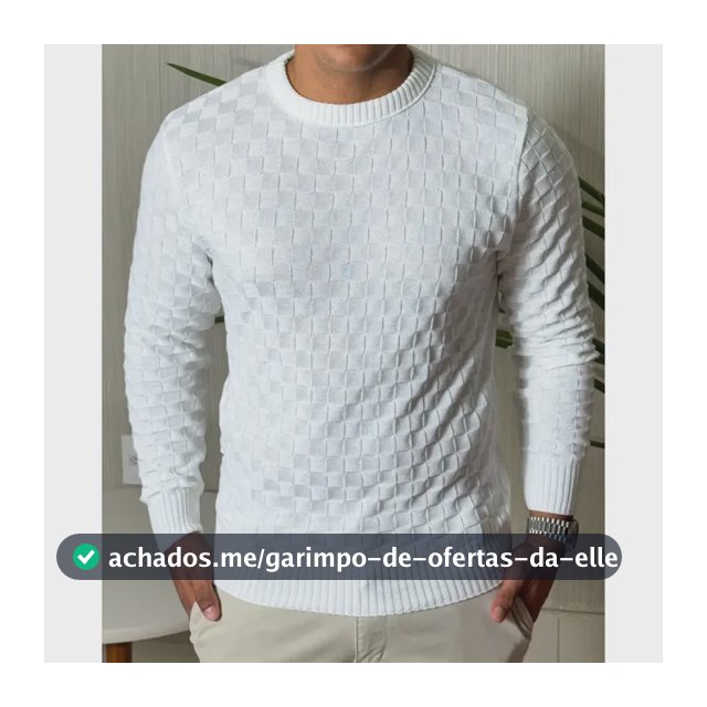 Suéter Masculino Lã Tricot Manga Longa Xadrez Blusa De Frio