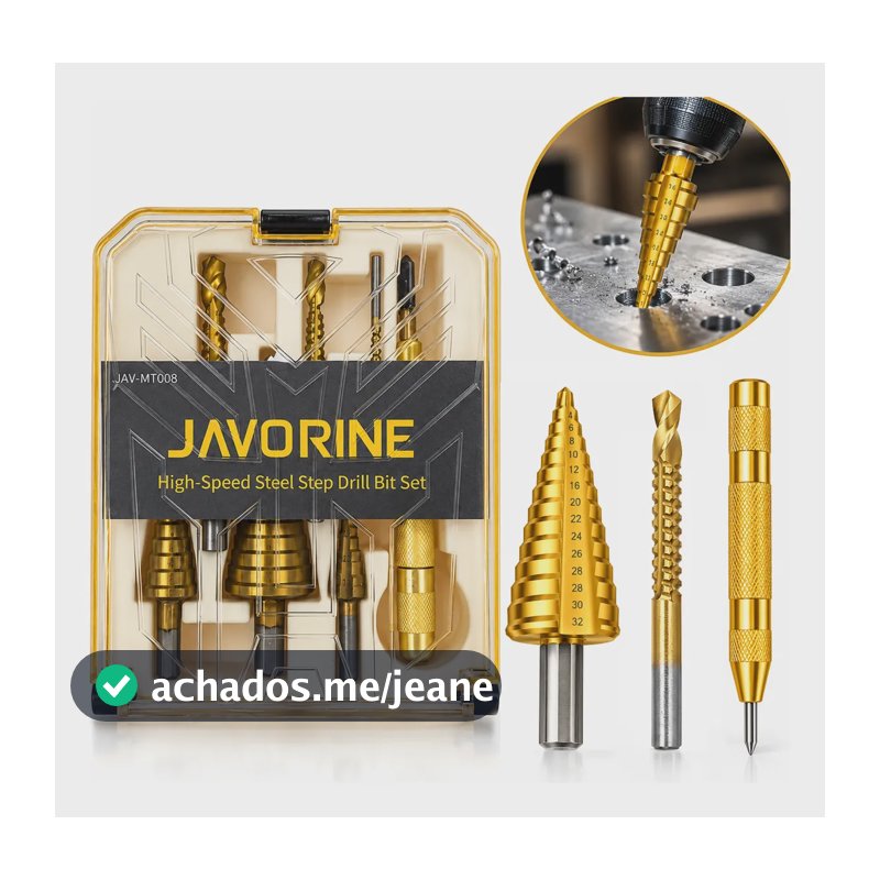 Kit 7 Broca Escalonada 4-32mm Aço Rápido Com Adaptador