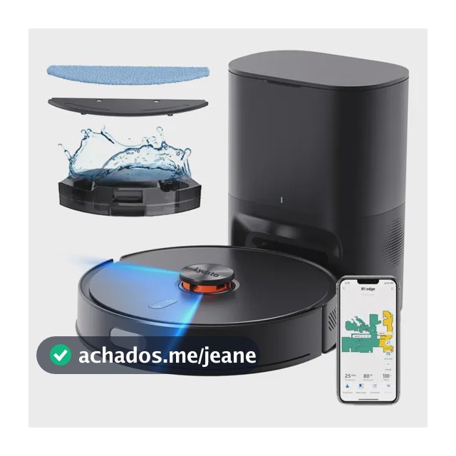 Robô Aspirador Inteligente Lydsto R1 Edge 10000pa, Robô De Limpeza Com Função Passa Pano E Estação Autolimpante 3 Em 1, Mapeamento Lds 360° Compatível XIAOMi Home APP Preto