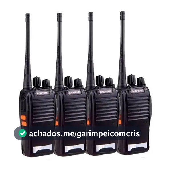 Kit Com 4 Radios Baofeng 777s Bandas de freqüência 433 Cor Preto