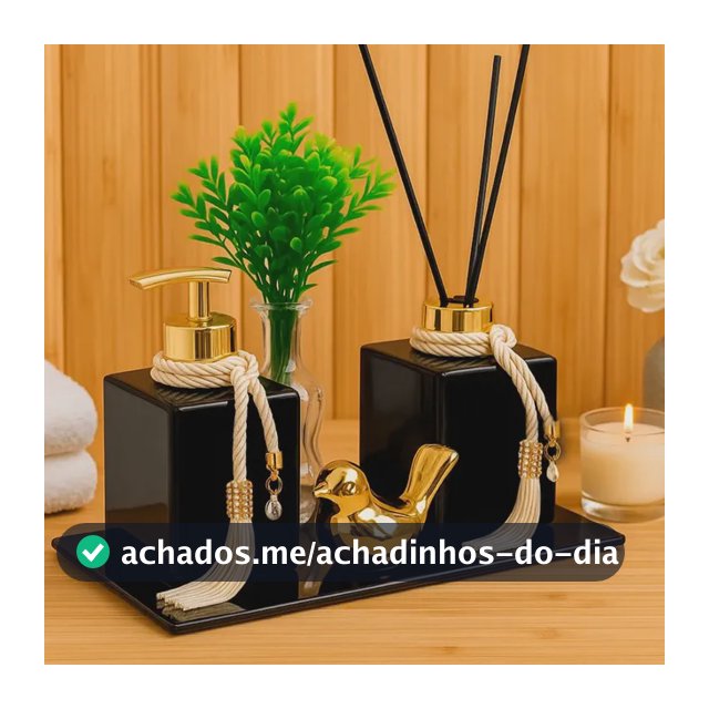 Kit Lavabo Luxo C/ Vasinho Porta Saboneteira E Aromatizador