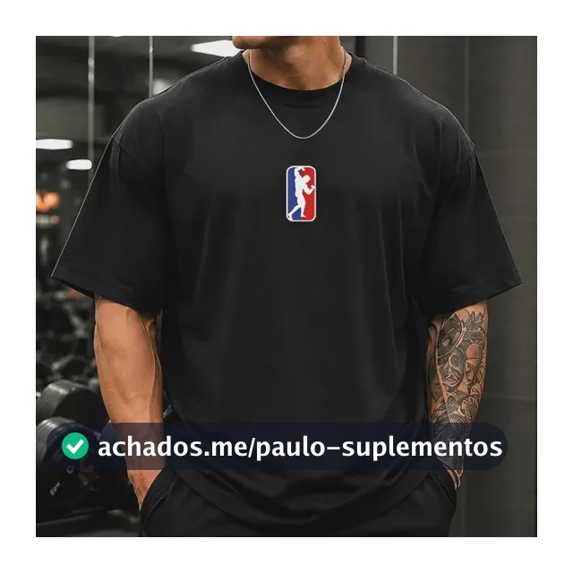 Camiseta Oversized Masculina Algodão Estampa Pose Academia Preto G1