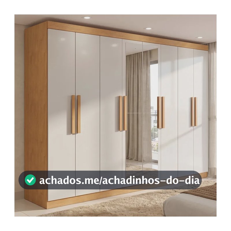 Guarda-roupa Móveis Lopas Easy Slim 8 Portas com 2 Espelhos