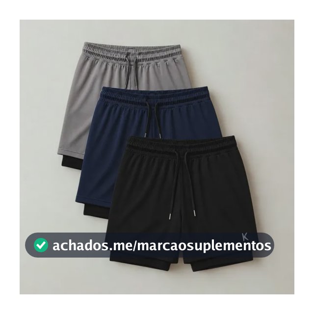 Kit 3 Shorts 2 Em 1 Masculino De Compressão Corrida Academia