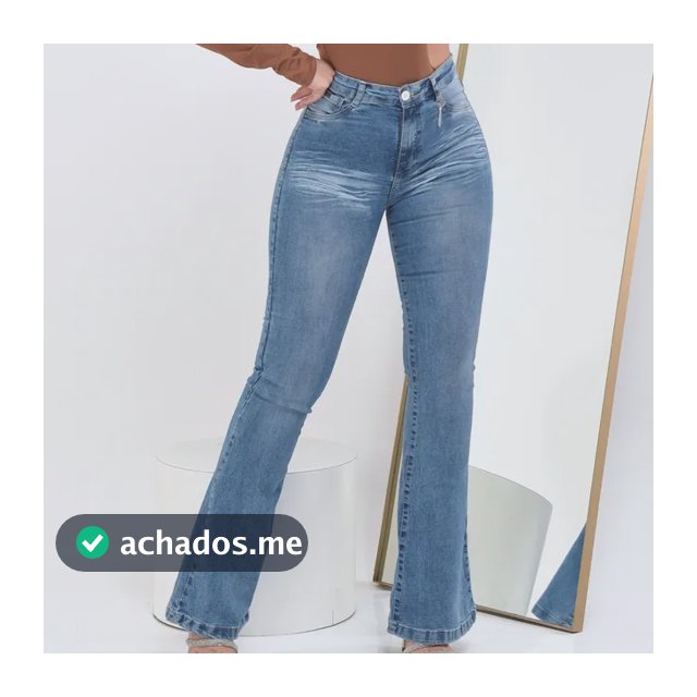Calça Jeans Flare Feminina Cintura Alta Elastano Blogueira