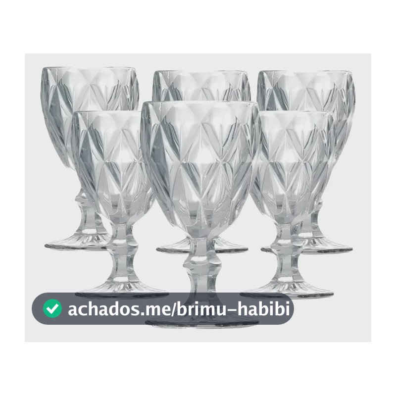 Jogo 6 Taças de Cristal 340ml Diamond Transparente vidro
