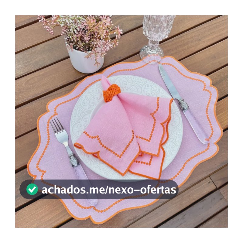 12 Pçs (6 Jgs) Jogo Americano Bordado Rosalaranja +guardanap Rosa