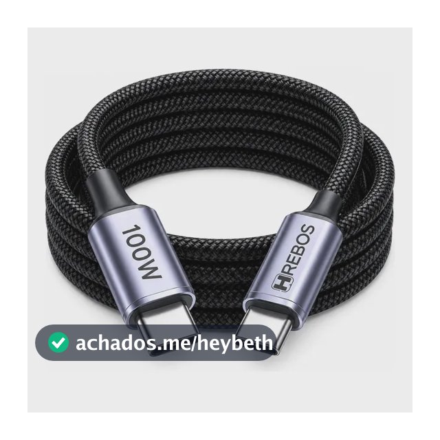 Cabo Usb-c 100w Turbo Rápido Tipo C 2 Metros Nylon Preto