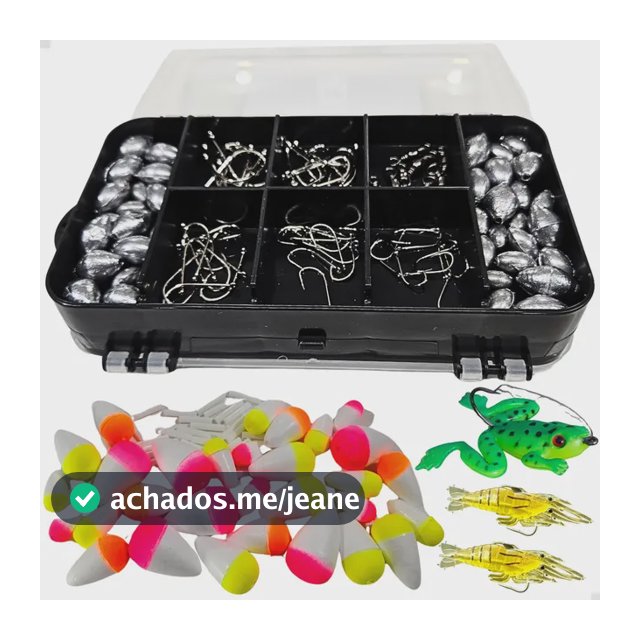 Kit Pesca Completo Estojo Anzol Boia Chumbada Isca Artificia Preto