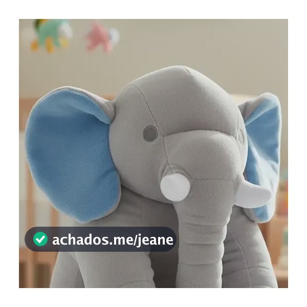Almofada Elefante Travesseiro Pelúcia Bebê Dormir Cinza Luxo