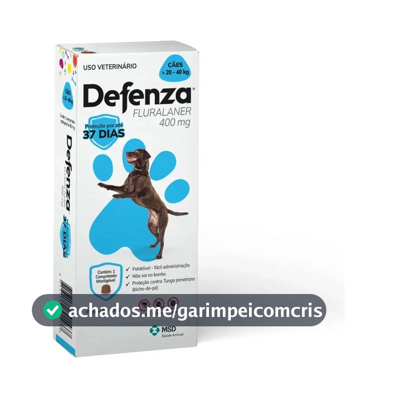 Defenza Antipulgas E Carrapatos Msd Cães 20 A 40 Kg Cor Azul