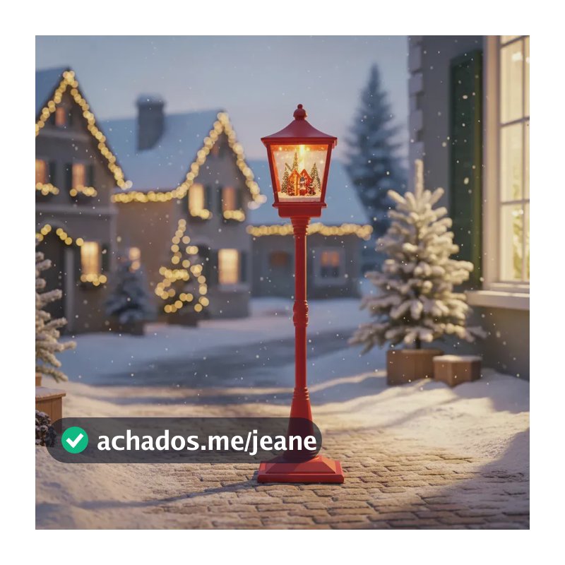 Enfeite De Natal Poste Musical E Luminoso Com 1.85cm Wincy Vermelho Poste Musical E Luminoso