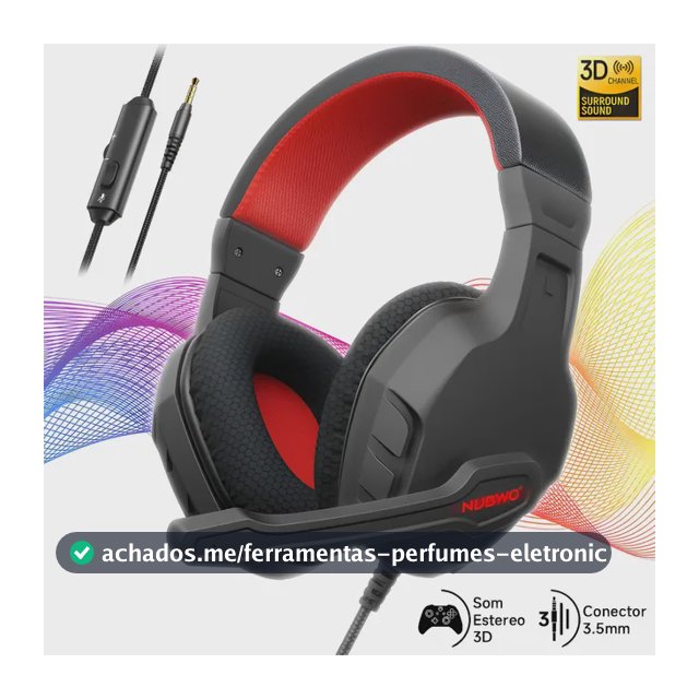 Headset Gamer Nubwo® U3 Fone 3d Estéreo Ouvido Para Pc Ps4 Preto